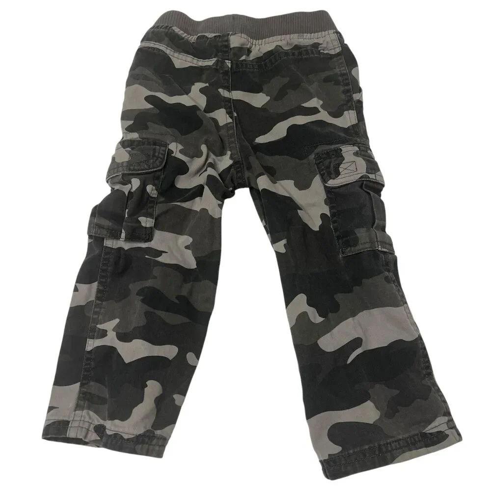 The Childrens Place Black Gray Camo Cargo Pants Toddler 2T Streetwear